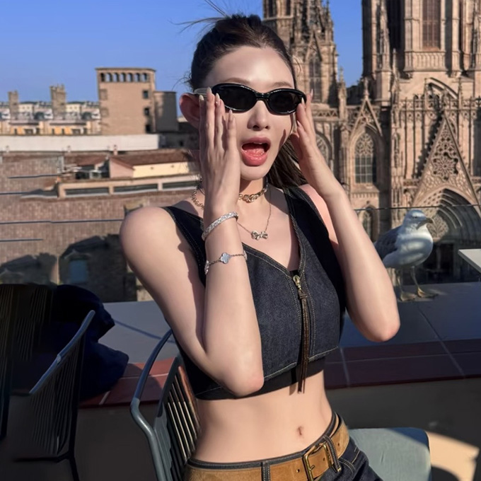 9A+ quality louis vuitton denim crop top